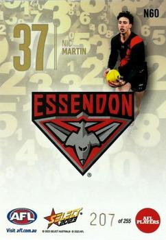 2023 Select AFL Footy Stars - Numbers #N60 Nic Martin Back